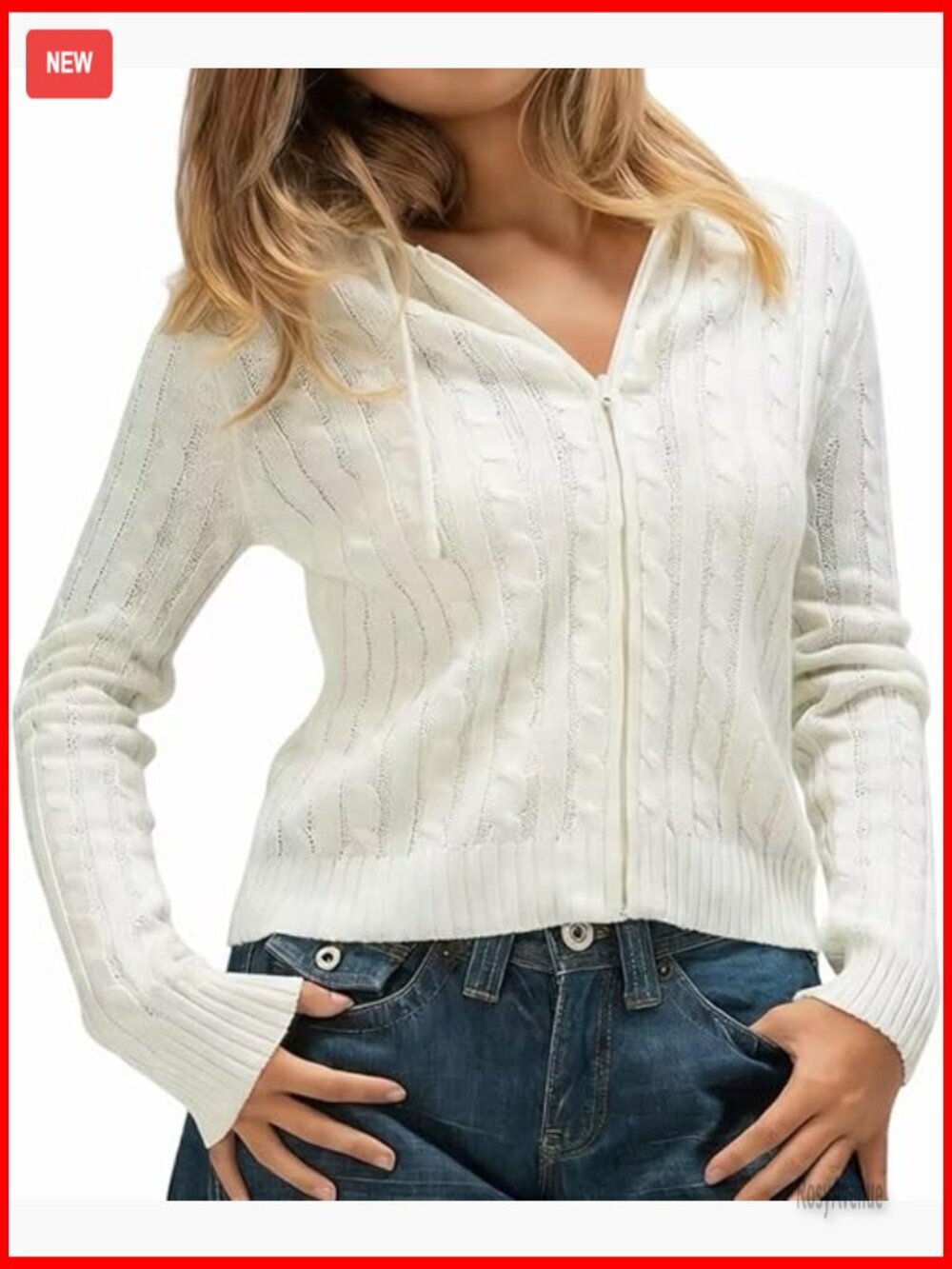 Women Zip Up Hoodie Y2k Vintage Long Sleeve Knitted Sweater 90s Streetwear Coat